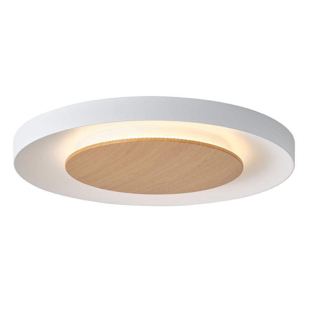 Lumpure 5712-824RC-WH/WD-CCT Led Flush Mount 24W Quebec White And Wood